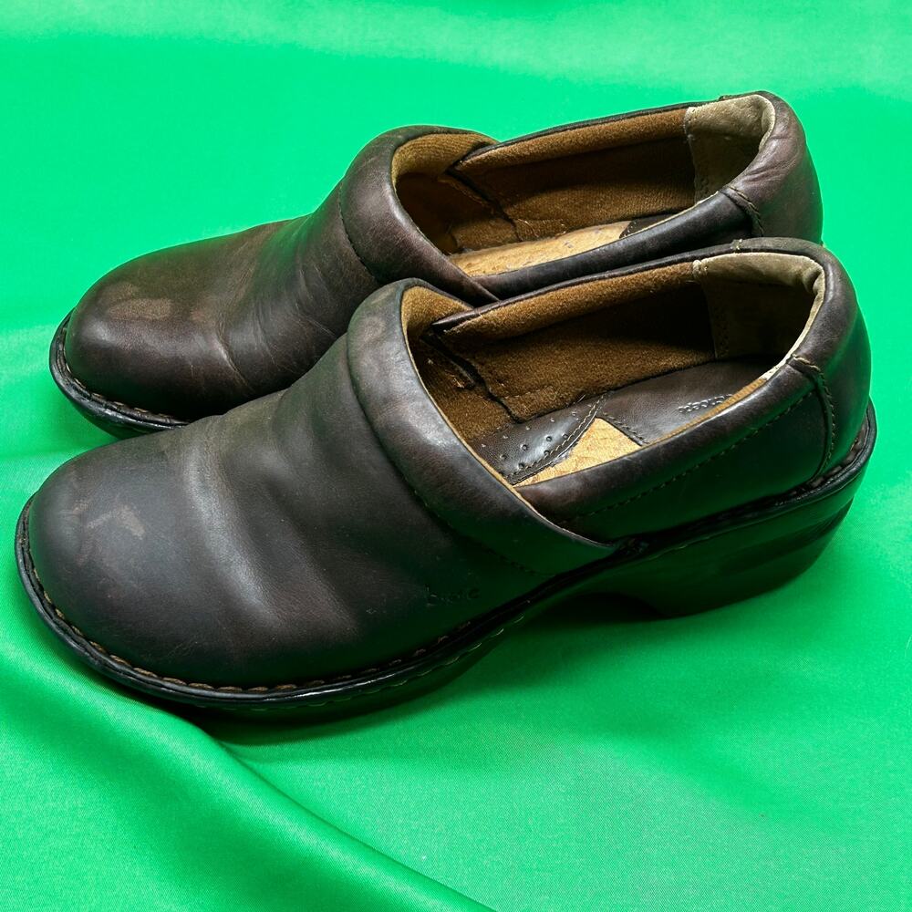 BOC Born Concept Clogs 7.5 Brown Leather Slip On